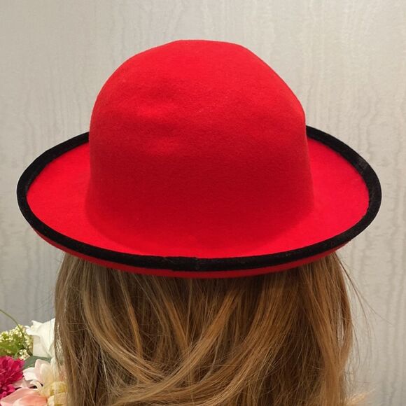 Vintage Street Smart by Betmar 100% Wool Red with Black Rim Christmas Valentines - Picture 5 of 14